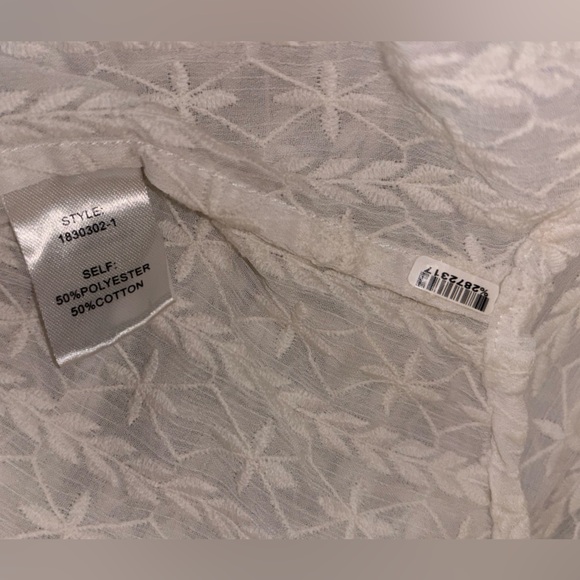 ANTHROPOLOGIE CURRENT AIR Women's White Blouse V‎ Neck Sheer Short Sleeve Medium - Picture 11 of 14
